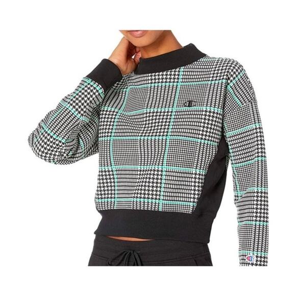 Champion Reverse Weave  Houndstooth Black Sweatshirt size XS - Picture 1 of 9